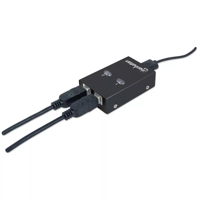 Manhattan 162005 conmutador USB 2.0 automático para compartir, 2 puertos, 480 Mbps
