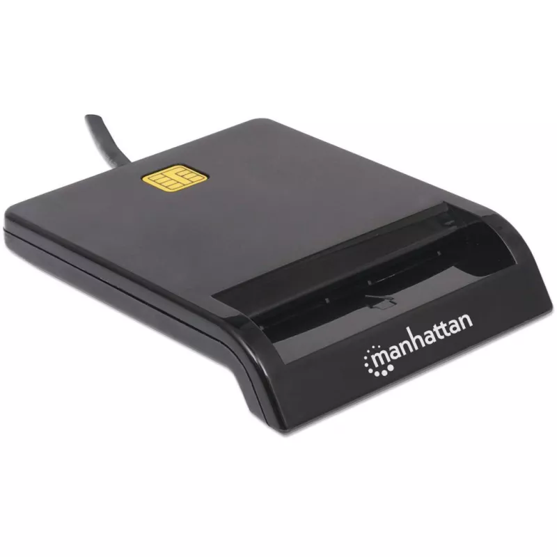 Manhattan 102049 lector de tarjetas inteligentes de contacto, USB-A 2.0, 12 Mbps, cable 1,05 m, negro, carcasa de ABS
