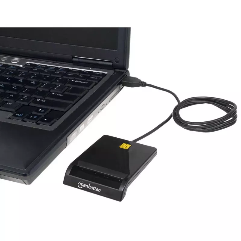 Manhattan 102049 lector de tarjetas inteligentes de contacto, USB-A 2.0, 12 Mbps, cable 1,05 m, negro, carcasa de ABS