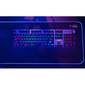 Teclado mecánico gaming con cable IBOX AURORA K-4 — QWERTY, 108 teclas, retroiluminación LED ajustable, resistente al agua, USB, cable 1,6 m