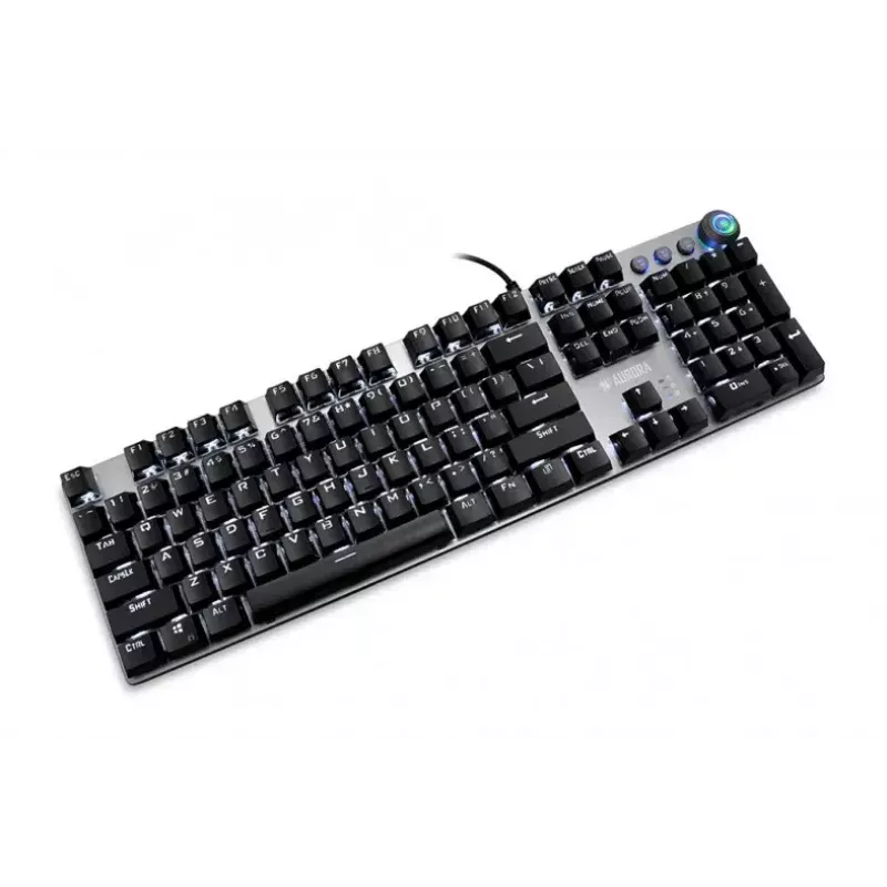 Teclado mecánico gaming con cable IBOX AURORA K-4 — QWERTY, 108 teclas, retroiluminación LED ajustable, resistente al agua, USB, cable 1,6 m