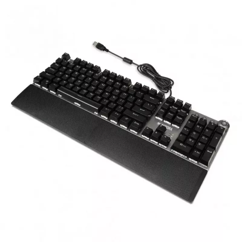 Teclado mecánico gaming con cable IBOX AURORA K-4 — QWERTY, 108 teclas, retroiluminación LED ajustable, resistente al agua, USB, cable 1,6 m