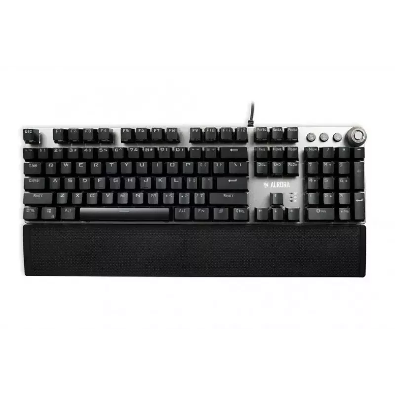 Teclado mecánico gaming con cable IBOX AURORA K-4 — QWERTY, 108 teclas, retroiluminación LED ajustable, resistente al agua, USB, cable 1,6 m