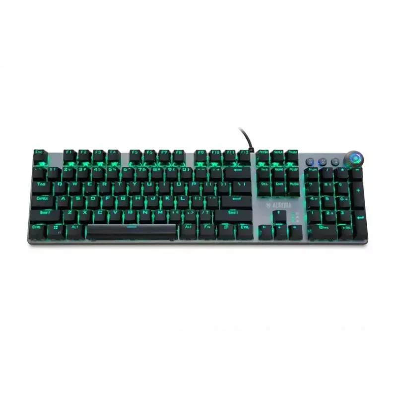 Teclado mecánico gaming con cable IBOX AURORA K-4 — QWERTY, 108 teclas, retroiluminación LED ajustable, resistente al agua, USB, cable 1,6 m