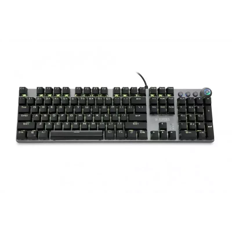 Teclado mecánico gaming con cable IBOX AURORA K-4 — QWERTY, 108 teclas, retroiluminación LED ajustable, resistente al agua, USB, cable 1,6 m