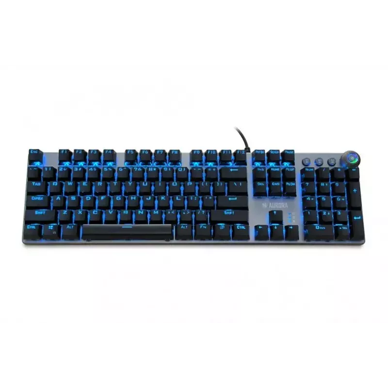 Teclado mecánico gaming con cable IBOX AURORA K-4 — QWERTY, 108 teclas, retroiluminación LED ajustable, resistente al agua, USB, cable 1,6 m