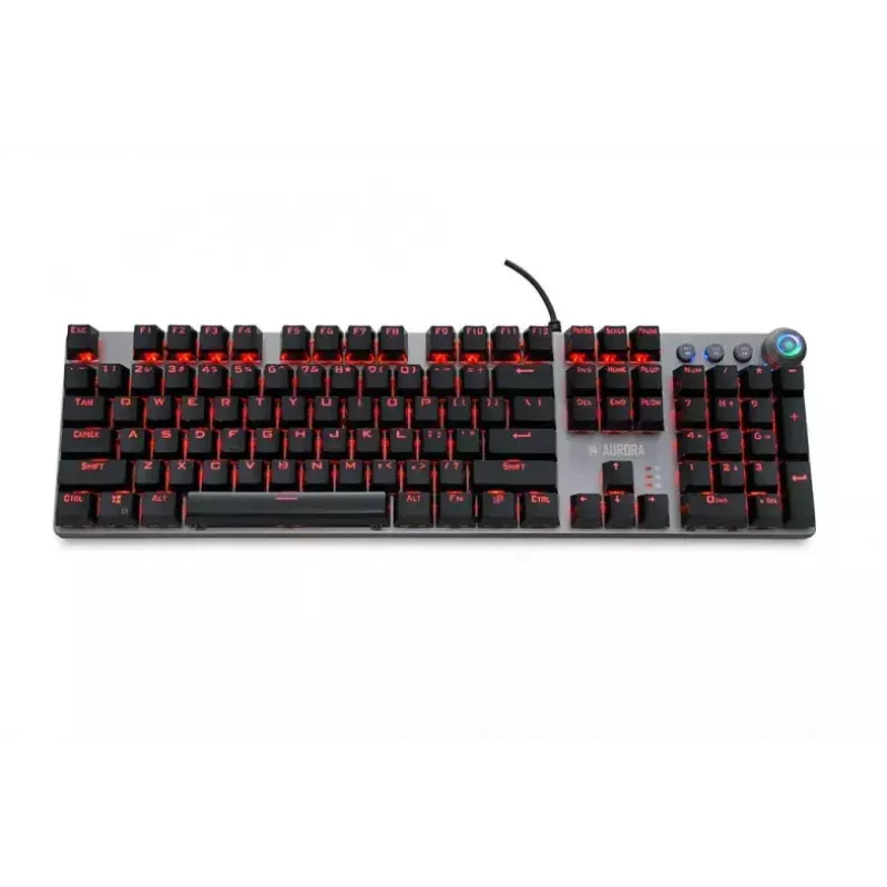 Teclado mecánico gaming con cable IBOX AURORA K-4 — QWERTY, 108 teclas, retroiluminación LED ajustable, resistente al agua, USB, cable 1,6 m