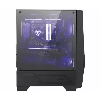 Carcasa gaming MSI MAG FORGE 100M torre MIDI 'Negra, 2 ventiladores RGB PWM de 120mm, 1 ventilador de 120mm, hub RGB 1-6, panel de cristal templado, ATX, mATX, mini-ITX'