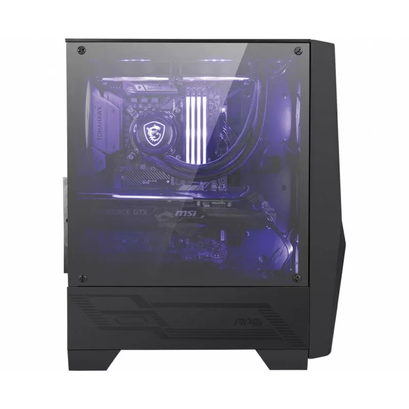 Carcasa gaming MSI MAG FORGE 100M torre MIDI 'Negra, 2 ventiladores RGB PWM de 120mm, 1 ventilador de 120mm, hub RGB 1-6, panel de cristal templado, ATX, mATX, mini-ITX'