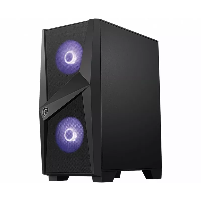 Carcasa gaming MSI MAG FORGE 100M torre MIDI 'Negra, 2 ventiladores RGB PWM de 120mm, 1 ventilador de 120mm, hub RGB 1-6, panel de cristal templado, ATX, mATX, mini-ITX'
