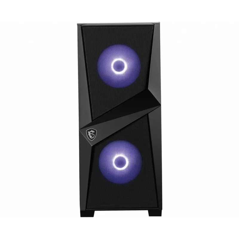 Carcasa gaming MSI MAG FORGE 100M torre MIDI 'Negra, 2 ventiladores RGB PWM de 120mm, 1 ventilador de 120mm, hub RGB 1-6, panel de cristal templado, ATX, mATX, mini-ITX'