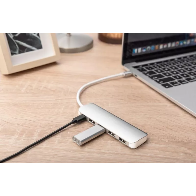 DIGITUS hub USB-C 4 puertos PD 4x USB 3.0, 1x carga PD, gris