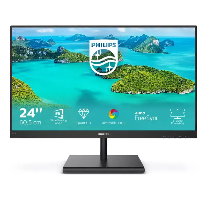 Philips E Line 245E1S/00 monitor de ordenador 60,5 cm (23,8 pulgadas) 2560 x 1440 píxeles 2K Ultra HD LCD negro
