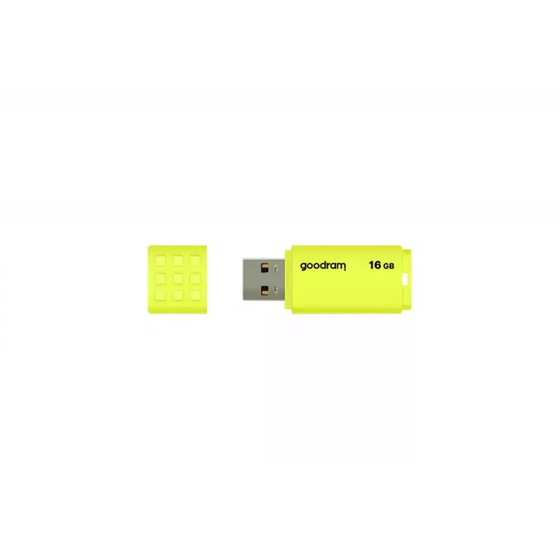 Memoria USB GOODRAM UME2 16 GB, USB 2.0 Type-A, amarillo, 51 × 21 mm