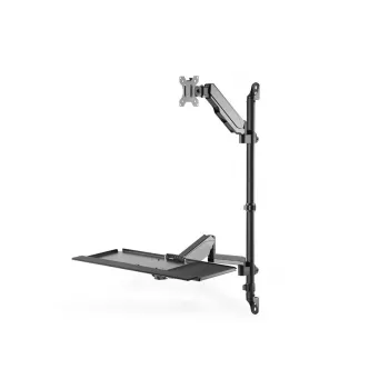 Soporte de pared para puesto de trabajo sentado-de pie DIGITUS individual, negro, carga máx.: 1-8 kg, tamaño máx. de pantalla: 17-32