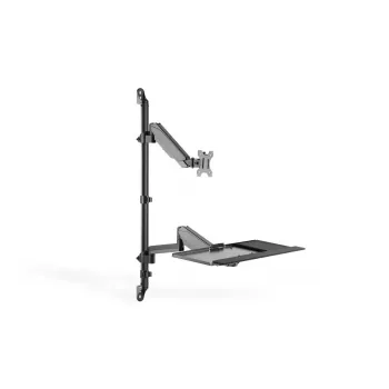 Soporte de pared para puesto de trabajo sentado-de pie DIGITUS individual, negro, carga máx.: 1-8 kg, tamaño máx. de pantalla: 17-32