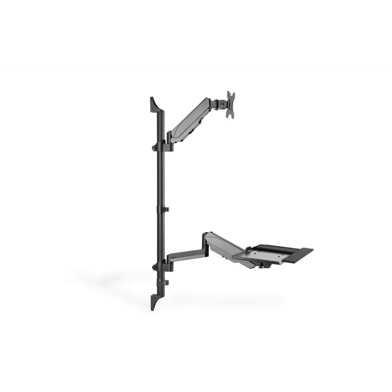 Soporte de pared para puesto de trabajo sentado-de pie DIGITUS individual, negro, carga máx.: 1-8 kg, tamaño máx. de pantalla: 17-32