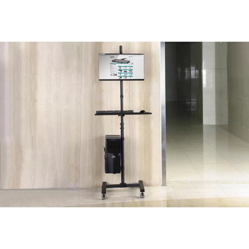 Puesto de trabajo móvil DIGITUS (soporte de monitor, soporte de PC) carga máx. 8 kg, pantalla de 32