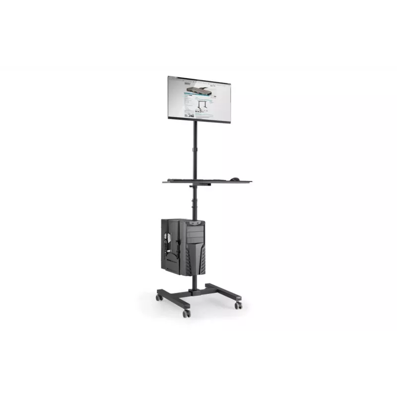 Puesto de trabajo móvil DIGITUS (soporte de monitor, soporte de PC) carga máx. 8 kg, pantalla de 32