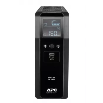 APC Back-UPS Pro, 1600VA/960W, torre, 230V, 8 tomas IEC C13, onda sinusoidal, AVR, conectores USB Type A + C, LCD, batería reemplazable por el usuario
