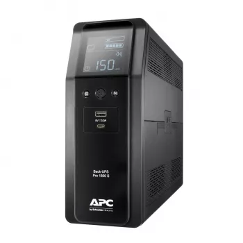 APC Back-UPS Pro, 1600VA/960W, torre, 230V, 8 tomas IEC C13, onda sinusoidal, AVR, conectores USB Type A + C, LCD, batería reemplazable por el usuario