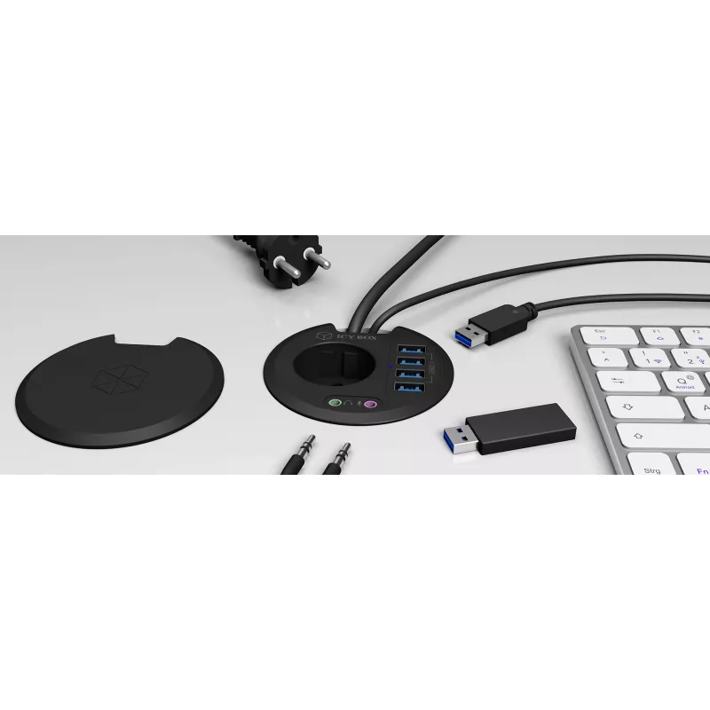 ICY BOX IB-HUB1430 conector hembra negro