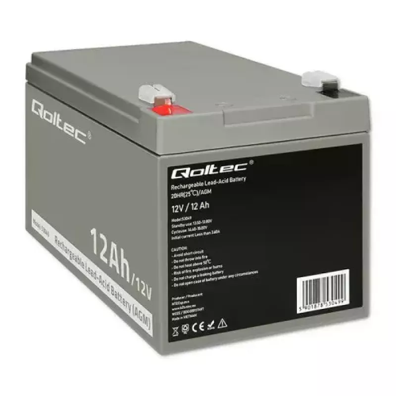 Batería para SAI QOLTEC 53049, VRLA AGM 12 V 12 Ah, gris, 150×98×95 mm