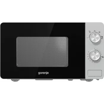 Microondas solo Gorenje MO20E1S — 20 l, 800 W, mando giratorio, plato giratorio de 270 mm, acero inoxidable/negro