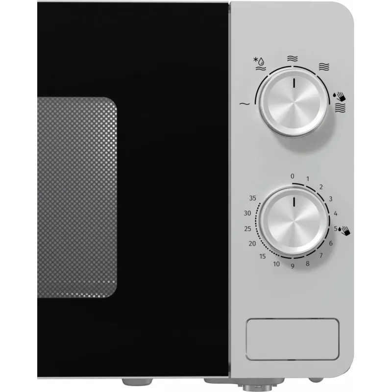 Microondas solo Gorenje MO20E1S — 20 l, 800 W, mando giratorio, plato giratorio de 270 mm, acero inoxidable/negro