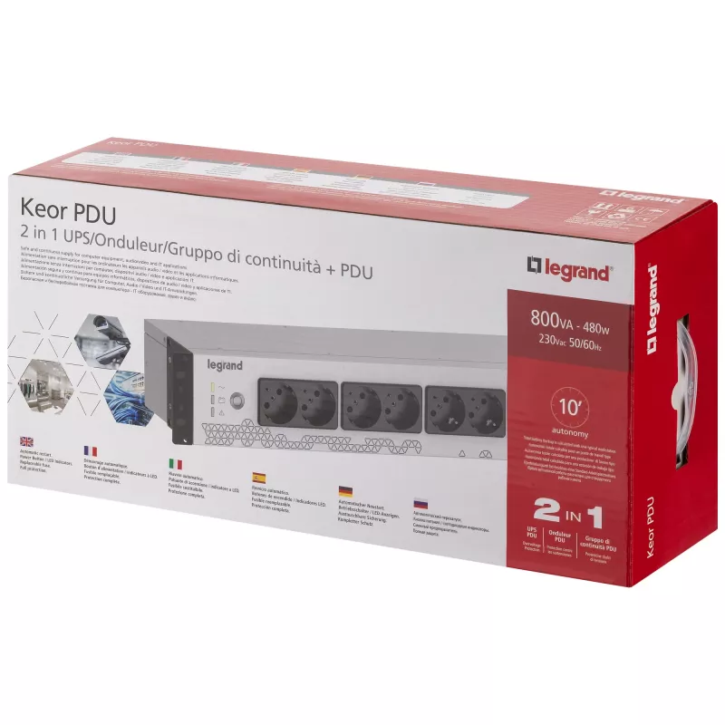 Legrand Keor PDU 310331 SAI, 800 VA / 480 W, off-line (standby), 8 tomas IEC C13, rack