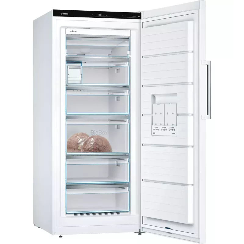 Congelador Bosch Serie 6 GSN51AWDV de libre instalación 290 L, NoFrost, LED, puerta reversible, clase de eficiencia energética A–G D