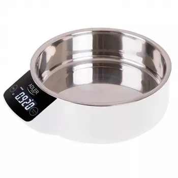 Báscula de cocina electrónica Adler AD 3166 – capacidad 5 kg, precisión 1 g, bol de acero inoxidable 0,9 l, LCD, temporizador