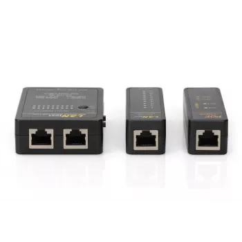 Comprobador de cables DIGITUS, red, RJ45, BNC unidad principal, unidad remota, comprobador PoE, con maletín