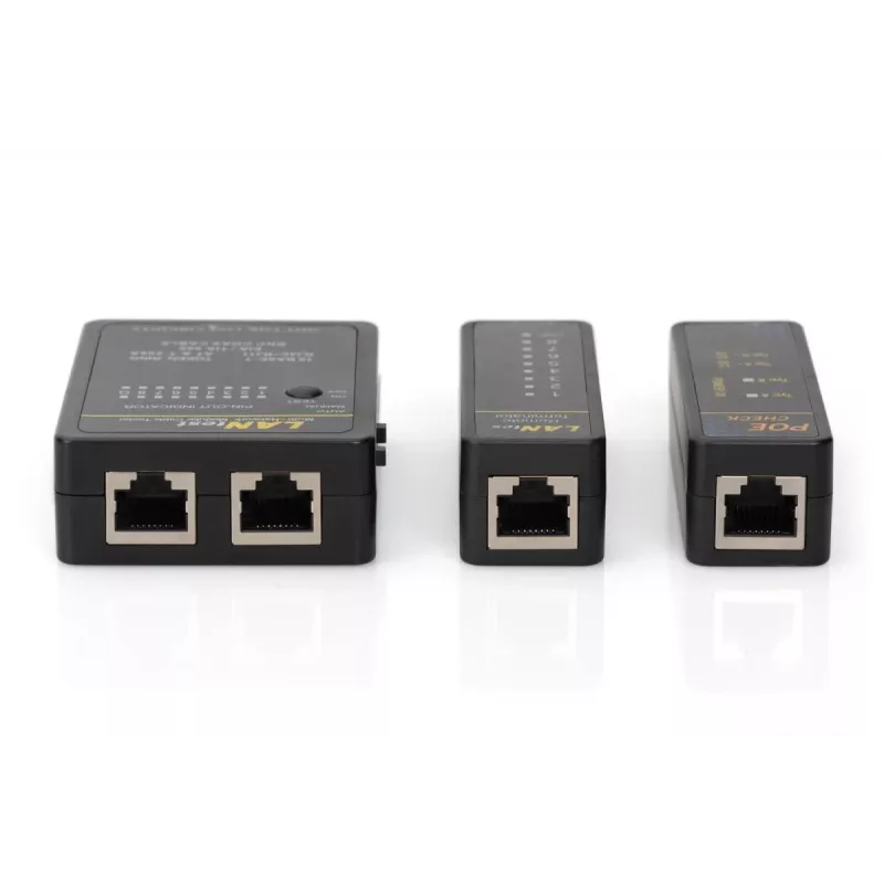Comprobador de cables DIGITUS, red, RJ45, BNC unidad principal, unidad remota, comprobador PoE, con maletín