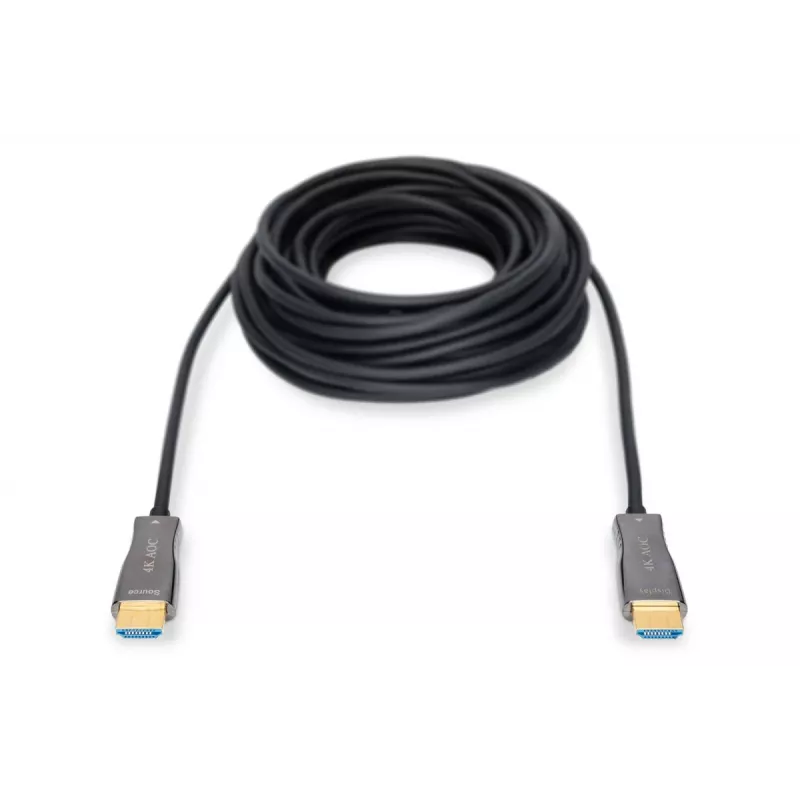 Cable de fibra óptica híbrida HDMI AOC DIGITUS, Type A M/M, 15m UHD 4K@60Hz, CE, negro