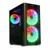 Caja de PC IBOX Chiron ZH68 Gaming, torre semitorre ATX, soporte EATX, negra, ventana lateral, iluminación