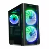 Caja de PC IBOX Chiron ZH68 Gaming, torre semitorre ATX, soporte EATX, negra, ventana lateral, iluminación