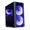 Caja de PC IBOX Chiron ZH68 Gaming, torre semitorre ATX, soporte EATX, negra, ventana lateral, iluminación