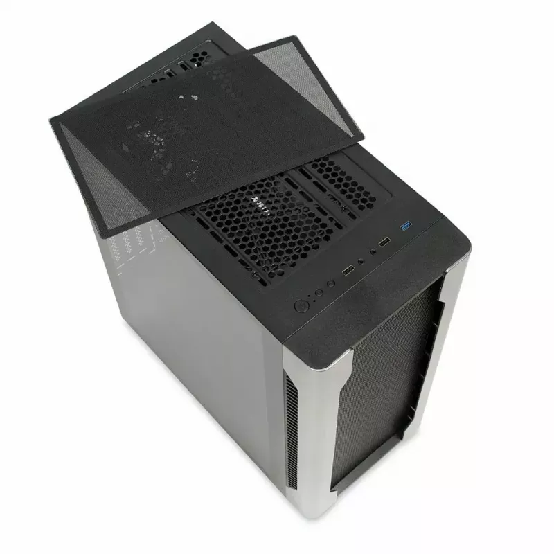 Caja de PC IBOX Chiron ZH68 Gaming, torre semitorre ATX, soporte EATX, negra, ventana lateral, iluminación