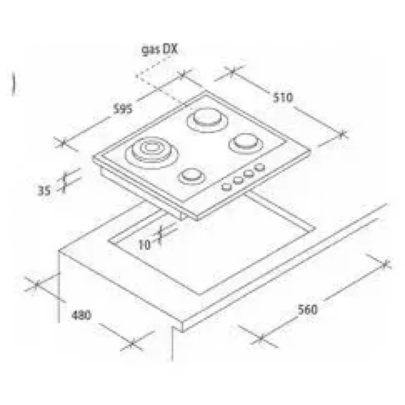 Candy Idea CHG6BR4WX Placa de gas integrable de acero inoxidable 60 cm 4 zonas