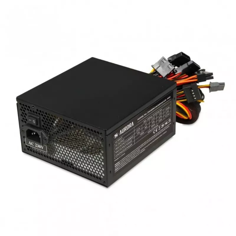 Fuente de alimentación IBOX iBox Aurora 500 W 20+4 Pin ATX, ventilador de 140 mm, blanca