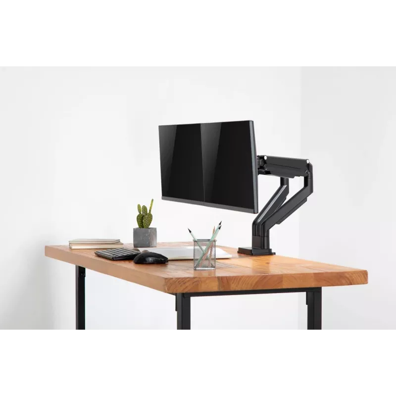 Soporte doble de monitor universal con abrazadera y muelle de gas DIGITUS 17-32in 2x 9kg