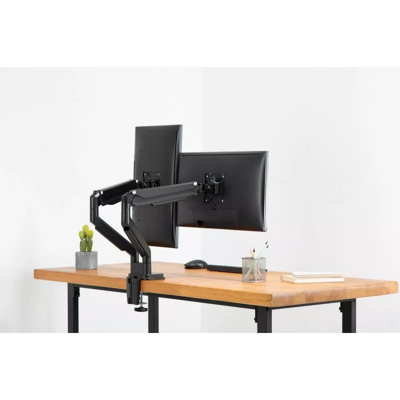 Soporte doble de monitor universal con abrazadera y muelle de gas DIGITUS 17-32in 2x 9kg
