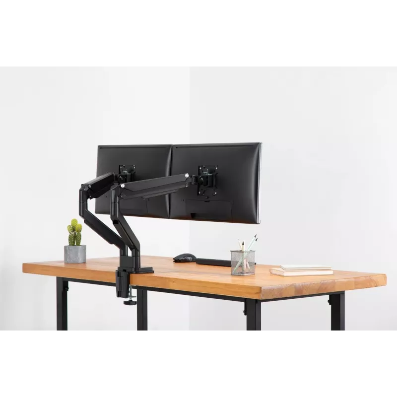 Soporte doble de monitor universal con abrazadera y muelle de gas DIGITUS 17-32in 2x 9kg