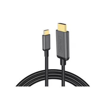 Adaptador USB-C - HDMI DIGITUS, 2m 4K/30Hz, negro, carcasa metálica