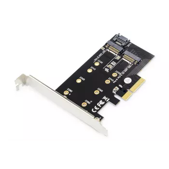Tarjeta de expansión PCI-Express para SSD M.2 NGFF/NVMe DIGITUS compatible con B-, M- y B+M-Key, tamaños 80, 60, 42 y 30 mm