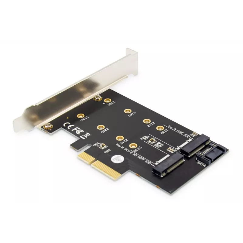 Tarjeta de expansión PCI-Express para SSD M.2 NGFF/NVMe DIGITUS compatible con B-, M- y B+M-Key, tamaños 80, 60, 42 y 30 mm