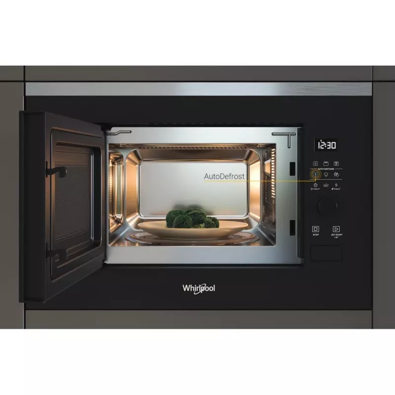 Microondas con grill integrable WHIRLPOOL WMF201G, 800 W, 20 L, acero inoxidable/negro