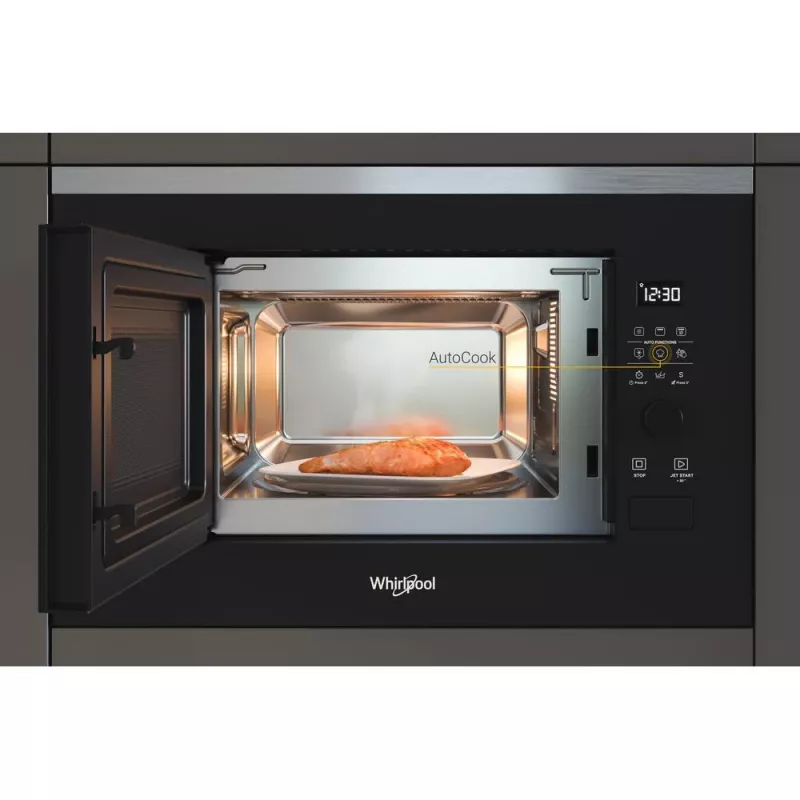 Microondas con grill integrable WHIRLPOOL WMF201G, 800 W, 20 L, acero inoxidable/negro
