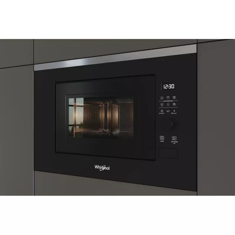 Microondas con grill integrable WHIRLPOOL WMF201G, 800 W, 20 L, acero inoxidable/negro